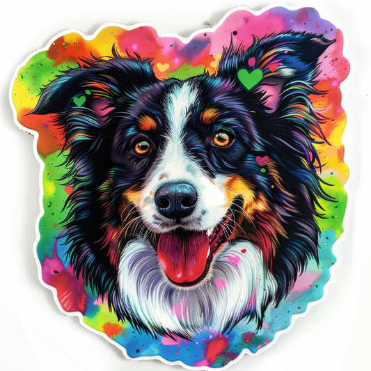 Border Collie Dog majestic Expressive surreal Vinyl Decal Sticker for Car, Laptop, Tumbler and more # F021859-4" x 4"