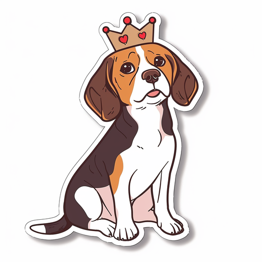 Beagle dog crowned Vinyl Decal Sticker for Car, Laptop, Tumbler and more # F011902