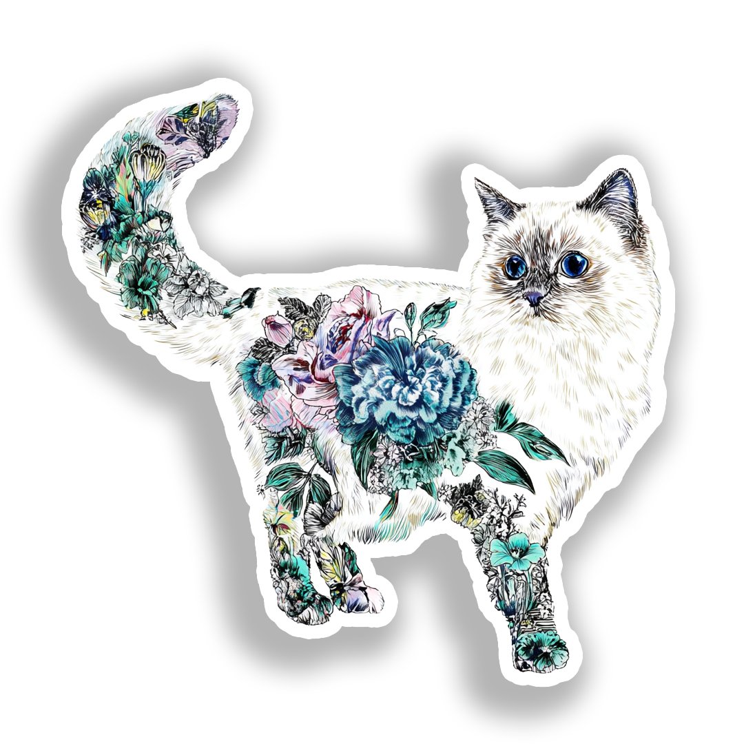 Birman Cat Vinyl Decal Sticker for Car, Laptop, Tumbler and more # A019035-4" x 4"