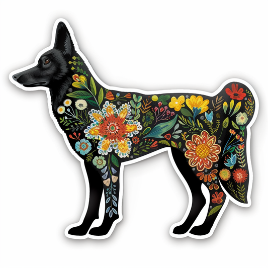 German Shepherd Dog floral Vinyl Decal Sticker for Car, Laptop, Tumbler and more # F011479