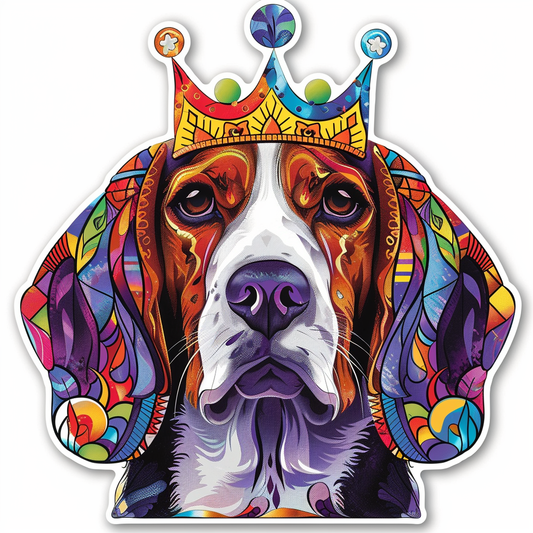 Beagle dog crowned Vinyl Decal Sticker for Car, Laptop, Tumbler and more # F011941