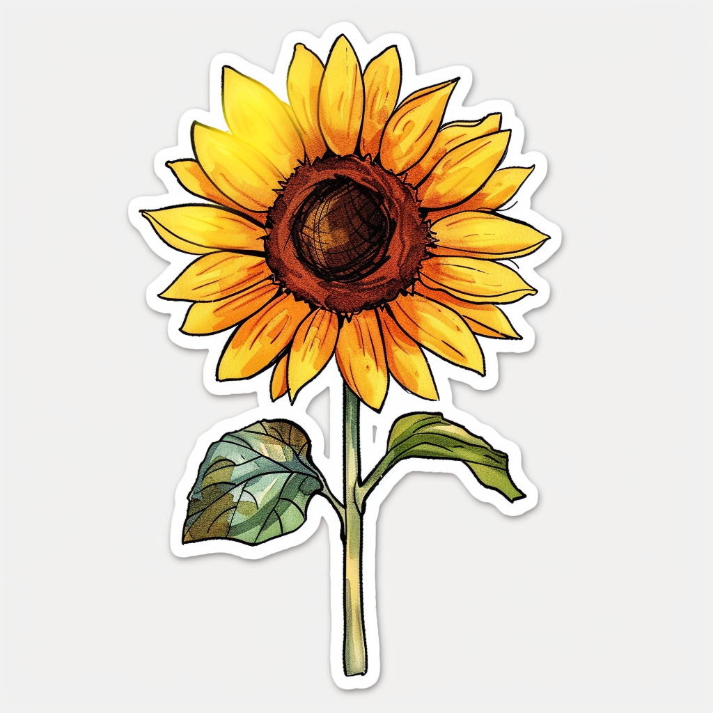 Sticker of a Sunflower  Vinyl Decal Sticker for Car, Laptop, Tumbler and more # F023380