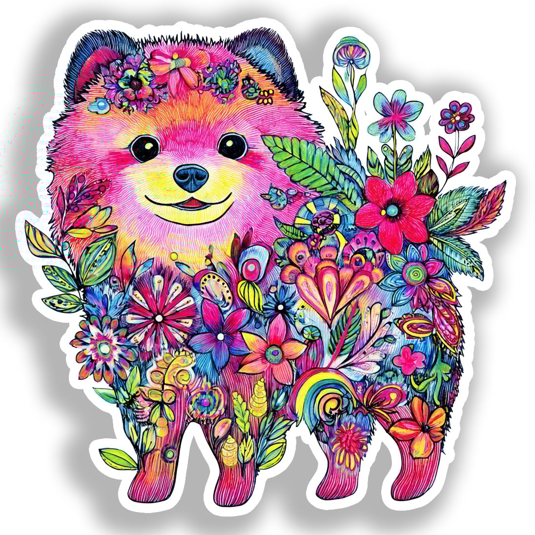 Pomeranian Dog Vinyl Decal Sticker for Car, Laptop, Tumbler and more # A017472-4" x 4"