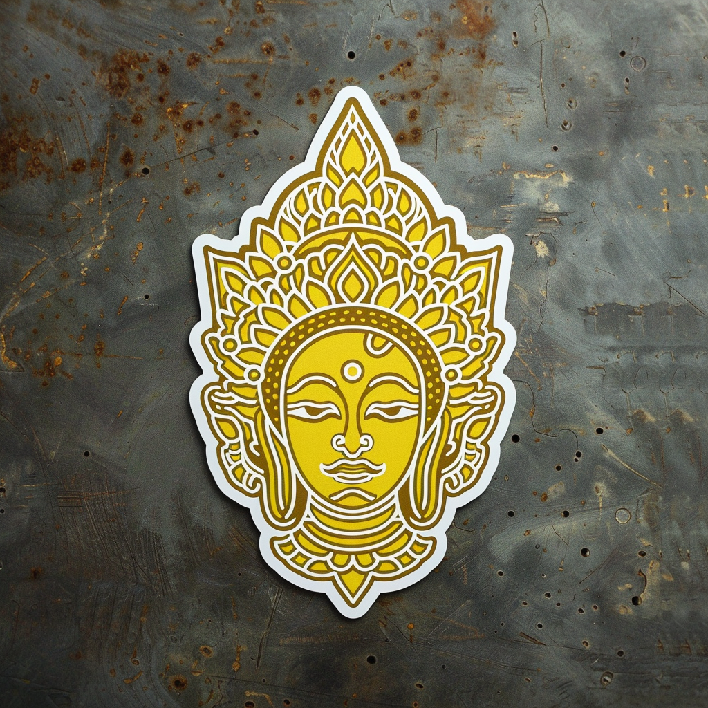 Buddha cartoon majestic Expressive surreal Vinyl Decal Sticker for Car, Laptop, Tumbler and more # F016953