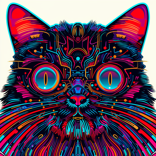 a Persian Cat cyber punk majestic Expressive surreal Vinyl Decal Sticker for Car, Laptop, Tumbler and more # F016192