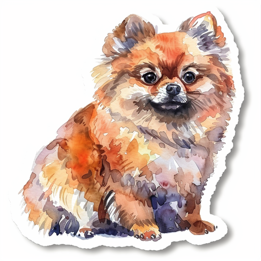 Pomeranian Dog watercolor Expressive surreal Vinyl Decal Sticker for Car, Laptop, Tumbler and more # F018010