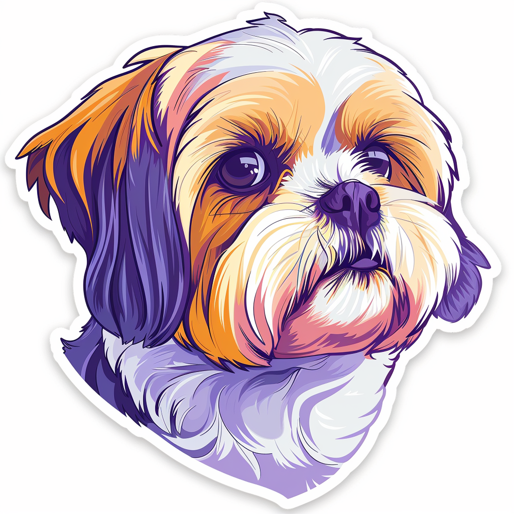 Adorable Shih Tzu Dog Expressive surreal Vinyl Decal Sticker for Car, Laptop, Tumbler and more # F018492