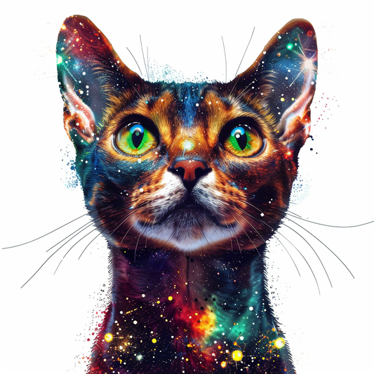 Abyssinian Cat astronaut majestic Expressive surreal Vinyl Decal Sticker for Car, Laptop, Tumbler and more # F021134-4" x 4"