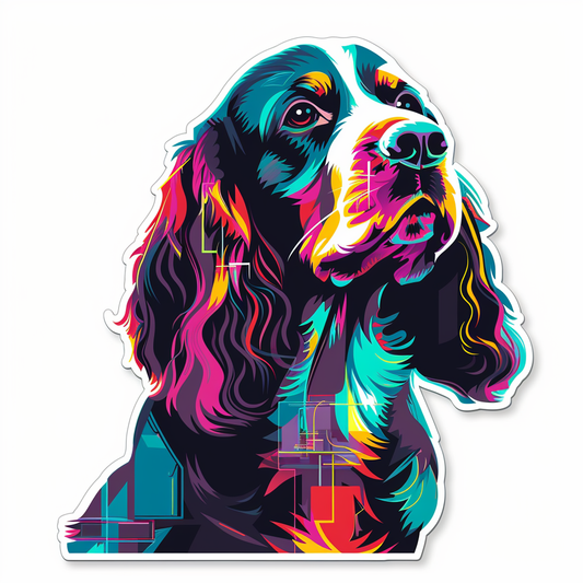 Cocker Spaniel Dog cyber punk Expressive surreal Vinyl Decal Sticker for Car, Laptop, Tumbler and more # F020082-4" x 4"