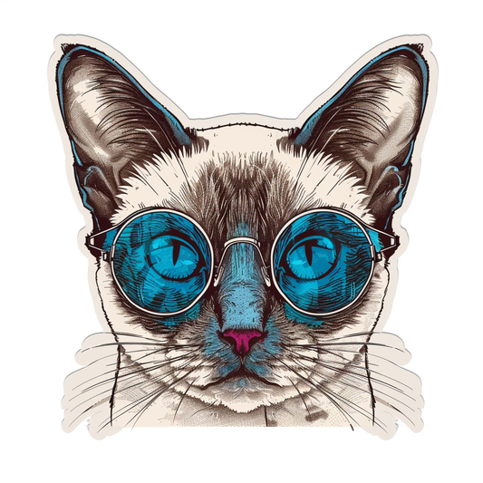 Burmese Cat wearing sunglasses Vinyl Decal Sticker for Car, Laptop, Tumbler and more # F010956