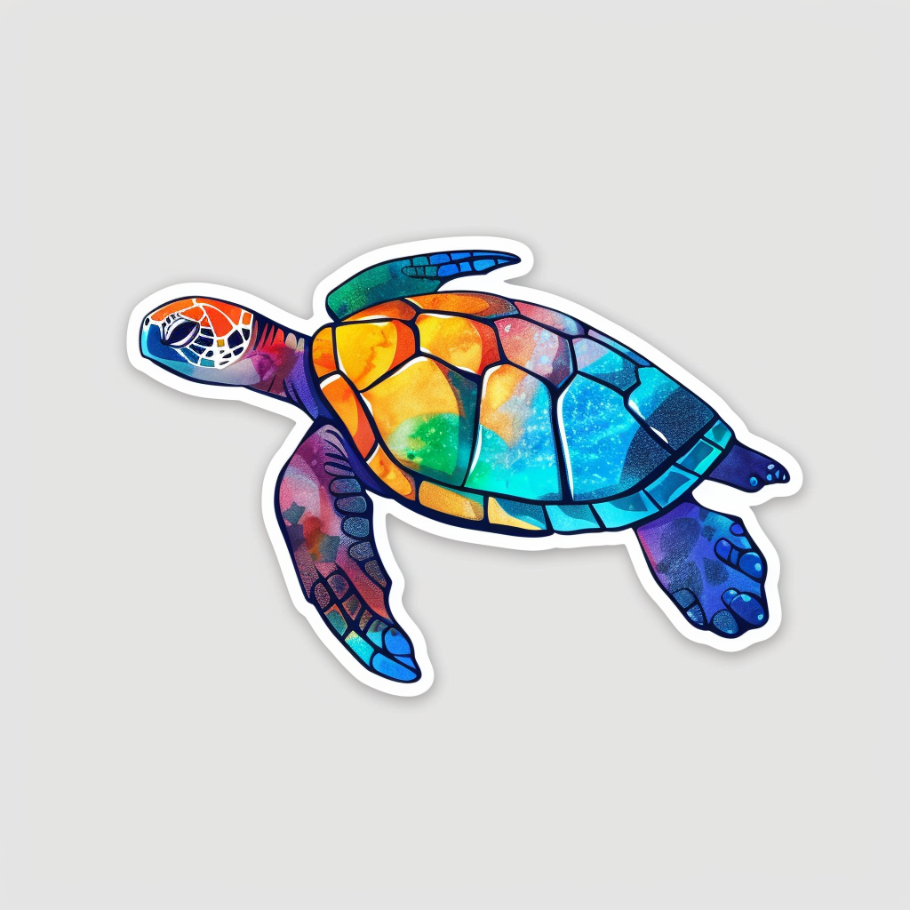 Sticker of a turtle majestic Expressive surreal Vinyl Decal Sticker for Car, Laptop, Tumbler and more # F022050