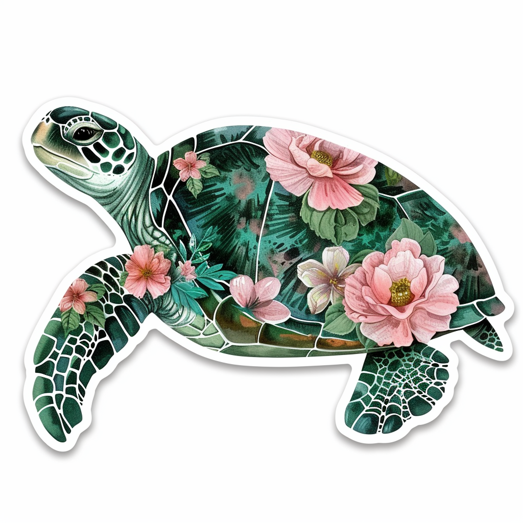 Sticker of a turtle majestic Expressive surreal Vinyl Decal Sticker for Car, Laptop, Tumbler and more # F022063