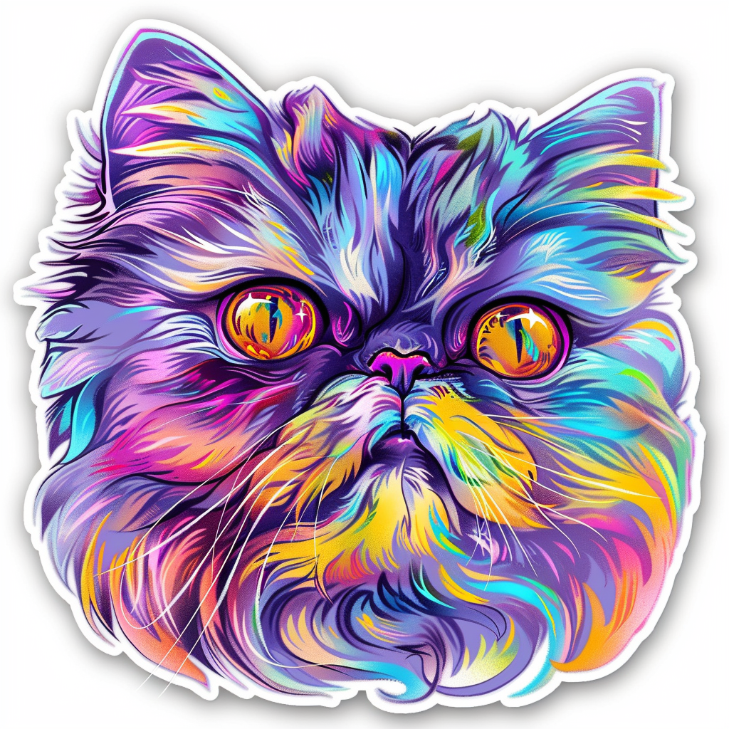 Sticker of a Persian Cat heartcore catlamellar Expressive surreal Vinyl Decal Sticker for Car, Laptop, Tumbler and more # F016384