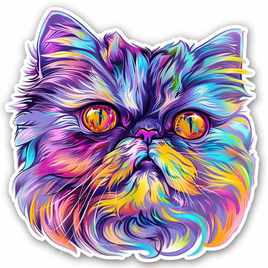 Sticker of a Persian Cat heartcore catlamellar Expressive surreal Vinyl Decal Sticker for Car, Laptop, Tumbler and more # F016384
