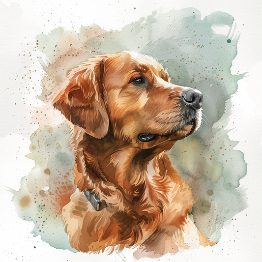Golden Retriever Expressive surreal Vinyl Decal Sticker for Car, Laptop, Tumbler and more # F020374-4" x 4"