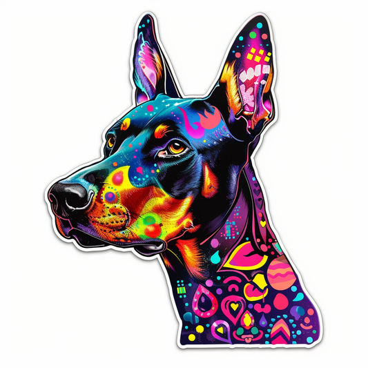 Doberman Pinscher Dog majestic Expressive surreal Vinyl Decal Sticker for Car, Laptop, Tumbler and more # F019593-4" x 4"