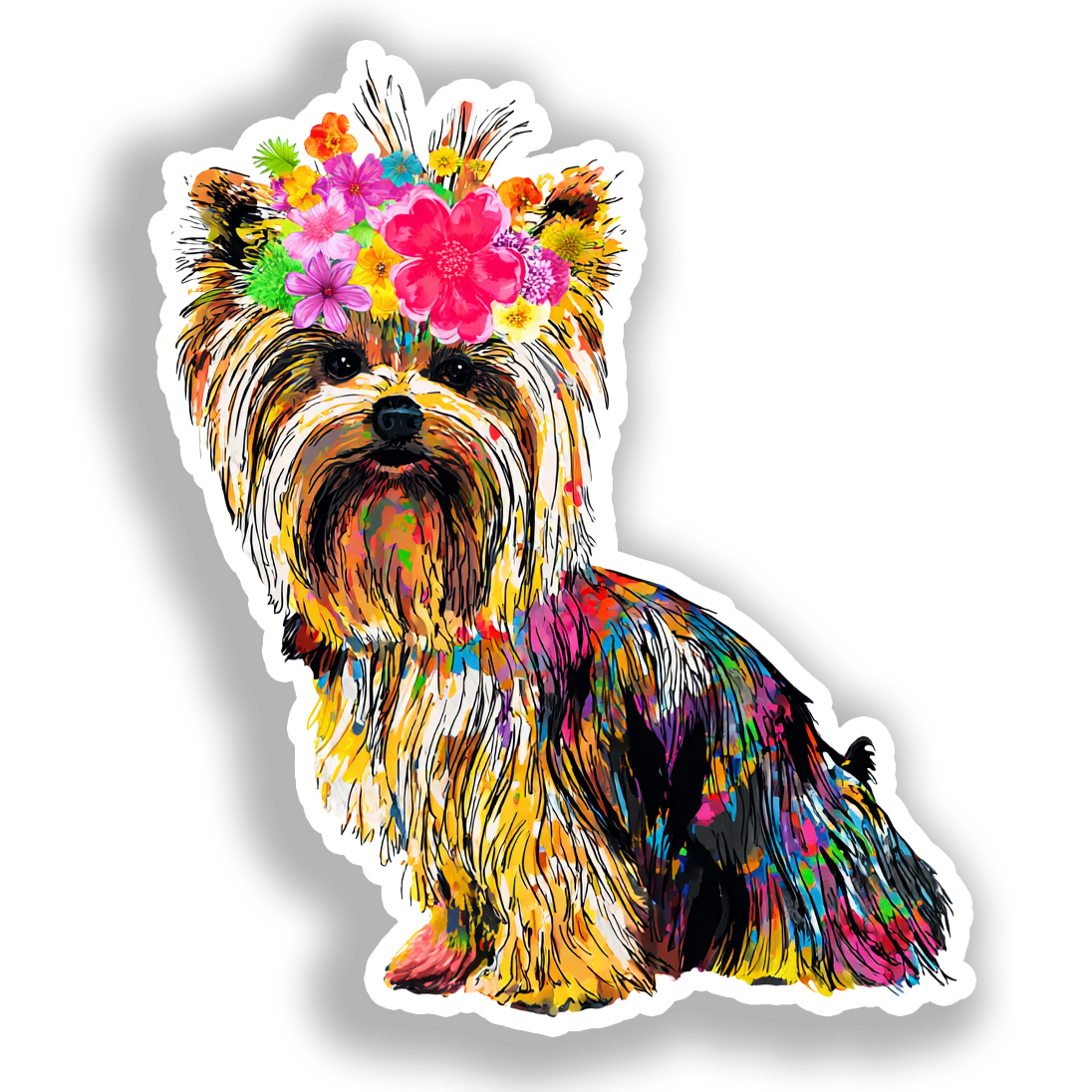 Yorkshire Terrier Dog Vinyl Decal Sticker for Car, Laptop, Tumbler and more # A017210-4" x 4"