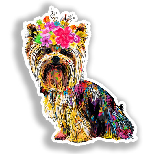 Yorkshire Terrier Dog Vinyl Decal Sticker for Car, Laptop, Tumbler and more # A017210-4" x 4"