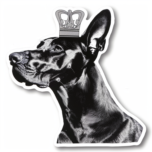 Great Dane Dog crowned majestic Expressive surreal Vinyl Decal Sticker for Car, Laptop, Tumbler and more # F017783