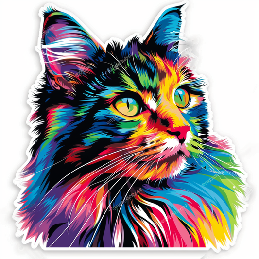 Adorable Turkish Angora Cat  Vinyl Decal Sticker for Car, Laptop, Tumbler and more # F020886-4" x 4"