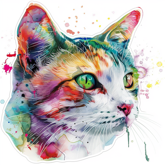 American Shorthair Cat wearing sunglasses Expressive surreal Vinyl Decal Sticker for Car, Laptop, Tumbler and more # F019910-4" x 4"