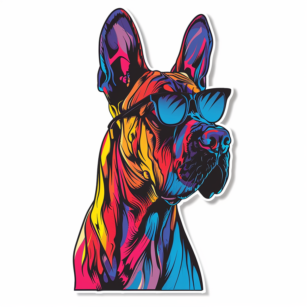 Great Dane Dog Expressive surreal Vinyl Decal Sticker for Car, Laptop, Tumbler and more # F022677