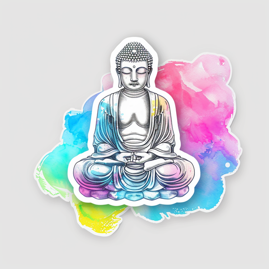 Sticker of a Buddha cartoon majestic Expressive surreal Vinyl Decal Sticker for Car, Laptop, Tumbler and more # F017194
