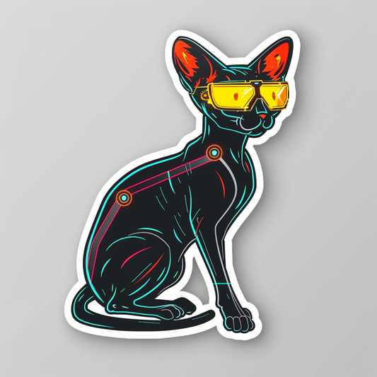 Adorable Cornish Rex Cat Expressive surreal Vinyl Decal Sticker for Car, Laptop, Tumbler and more # F021512-4" x 4"