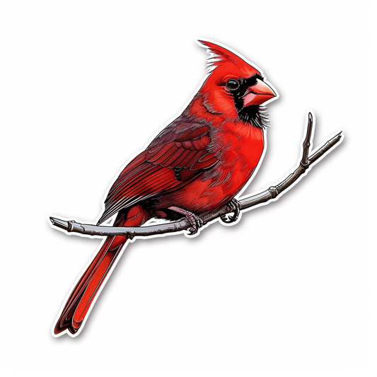 Sticker of a Cardinal Bird majestic Expressive surreal Vinyl Decal Sticker for Car, Laptop, Tumbler and more # F024239