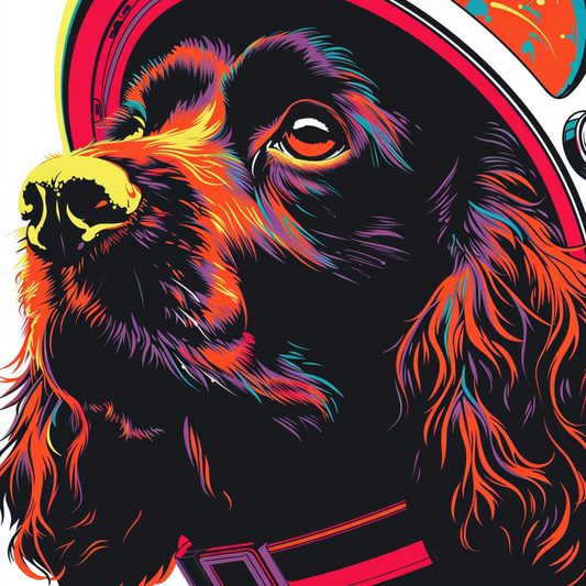 Cocker Spaniel Dog astronaut majestic Expressive surreal Vinyl Decal Sticker for Car, Laptop, Tumbler and more # F020228-4" x 4"