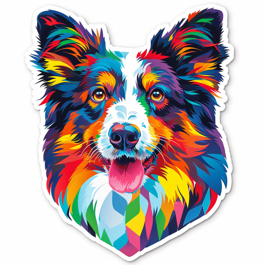 Border Collie Dog majestic Expressive surreal Vinyl Decal Sticker for Car, Laptop, Tumbler and more # F021833-4" x 4"