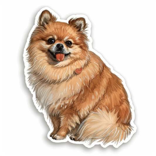 Sticker of a Pomeranian Dog majestic Expressive surreal Heartcore Vinyl Decal Sticker for Car, Laptop, Tumbler and more # F014035