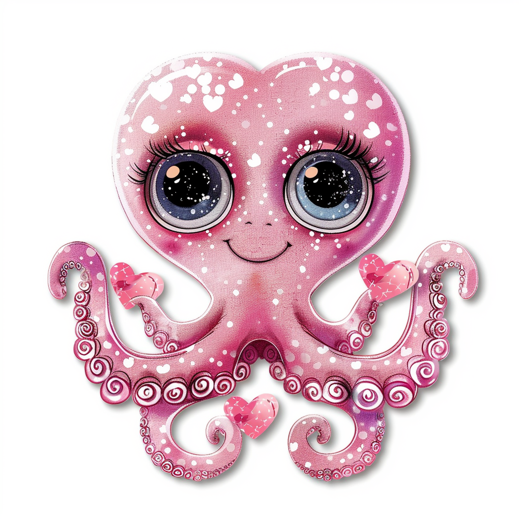 Sticker of a Octopus heartcore texture Expressive surreal Vinyl Decal Sticker for Car, Laptop, Tumbler and more # F015794