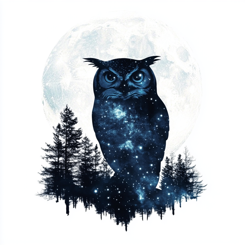Owl Moon and Stars Vinyl Decal Sticker for Car, Laptop, Tumbler and more # F025717