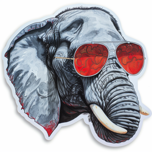 Elephant Expressive surreal Vinyl Decal Sticker for Car, Laptop, Tumbler and more # F022201-4" x 4"