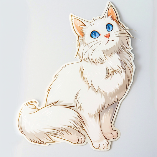 Adorable Turkish Angora Cat  Vinyl Decal Sticker for Car, Laptop, Tumbler and more # F020888-4" x 4"