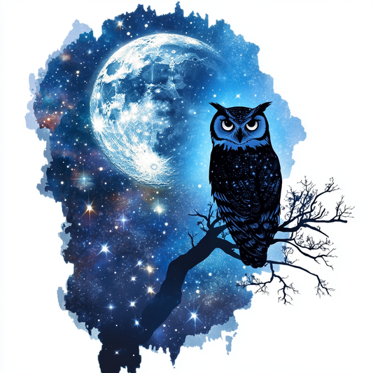 Owl Moon and Stars Vinyl Decal Sticker for Car, Laptop, Tumbler and more # F025701