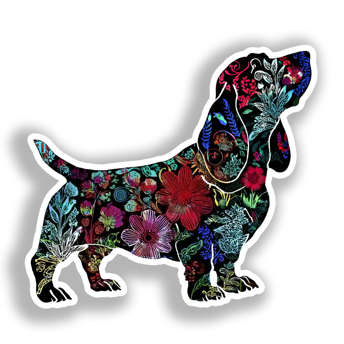 Basset Hound Dog Vinyl Decal Sticker for Car, Laptop, Tumbler and more # A018672-4" x 4"