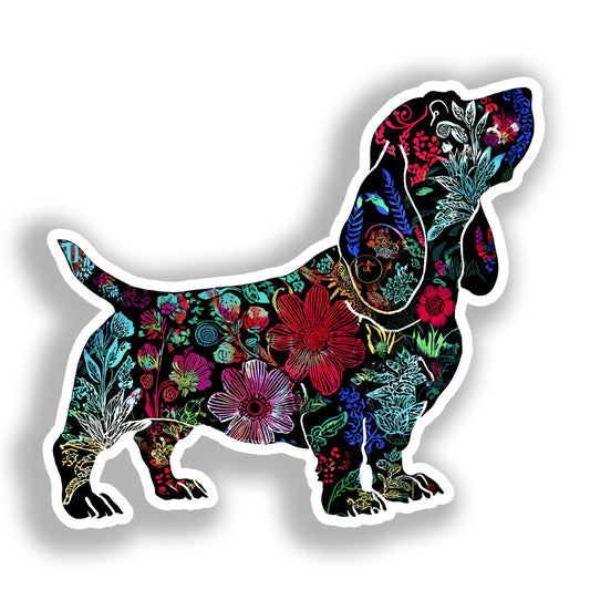 Basset Hound Dog Vinyl Decal Sticker for Car, Laptop, Tumbler and more # A018672-4" x 4"