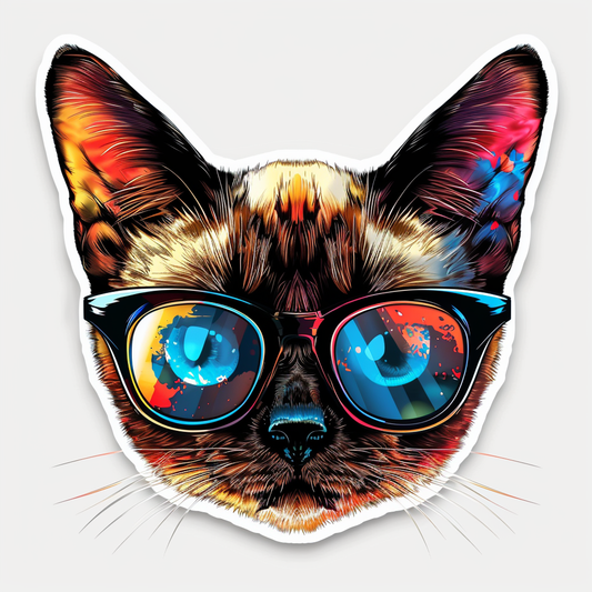Burmese Cat wearing sunglasses Vinyl Decal Sticker for Car, Laptop, Tumbler and more # F010946