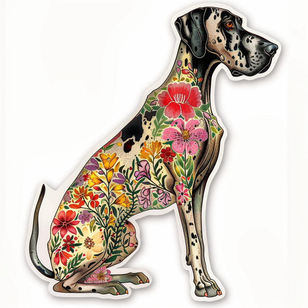 Adorable Great Dane Dog Expressive surreal Vinyl Decal Sticker for Car, Laptop, Tumbler and more # F017866