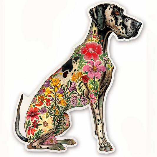 Adorable Great Dane Dog Expressive surreal Vinyl Decal Sticker for Car, Laptop, Tumbler and more # F017866