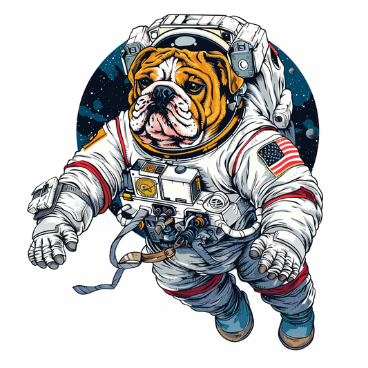 Bulldog Dog astronaut majestic Expressive surreal Vinyl Decal Sticker for Car, Laptop, Tumbler and more # F017307