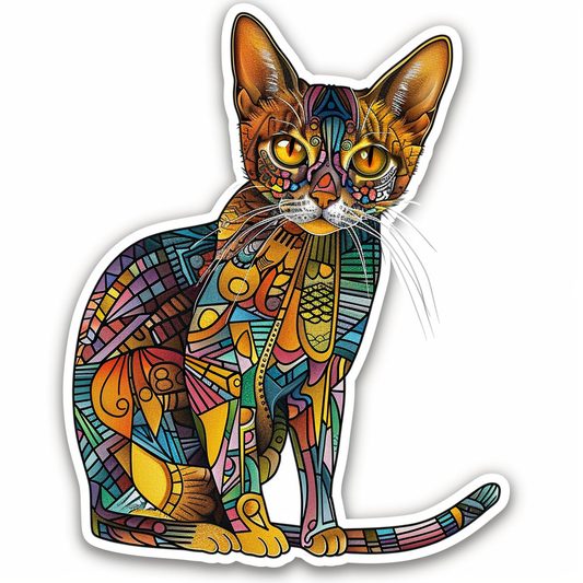 Abyssinian Cat astronaut majestic Expressive surreal Vinyl Decal Sticker for Car, Laptop, Tumbler and more # F021247-4" x 4"