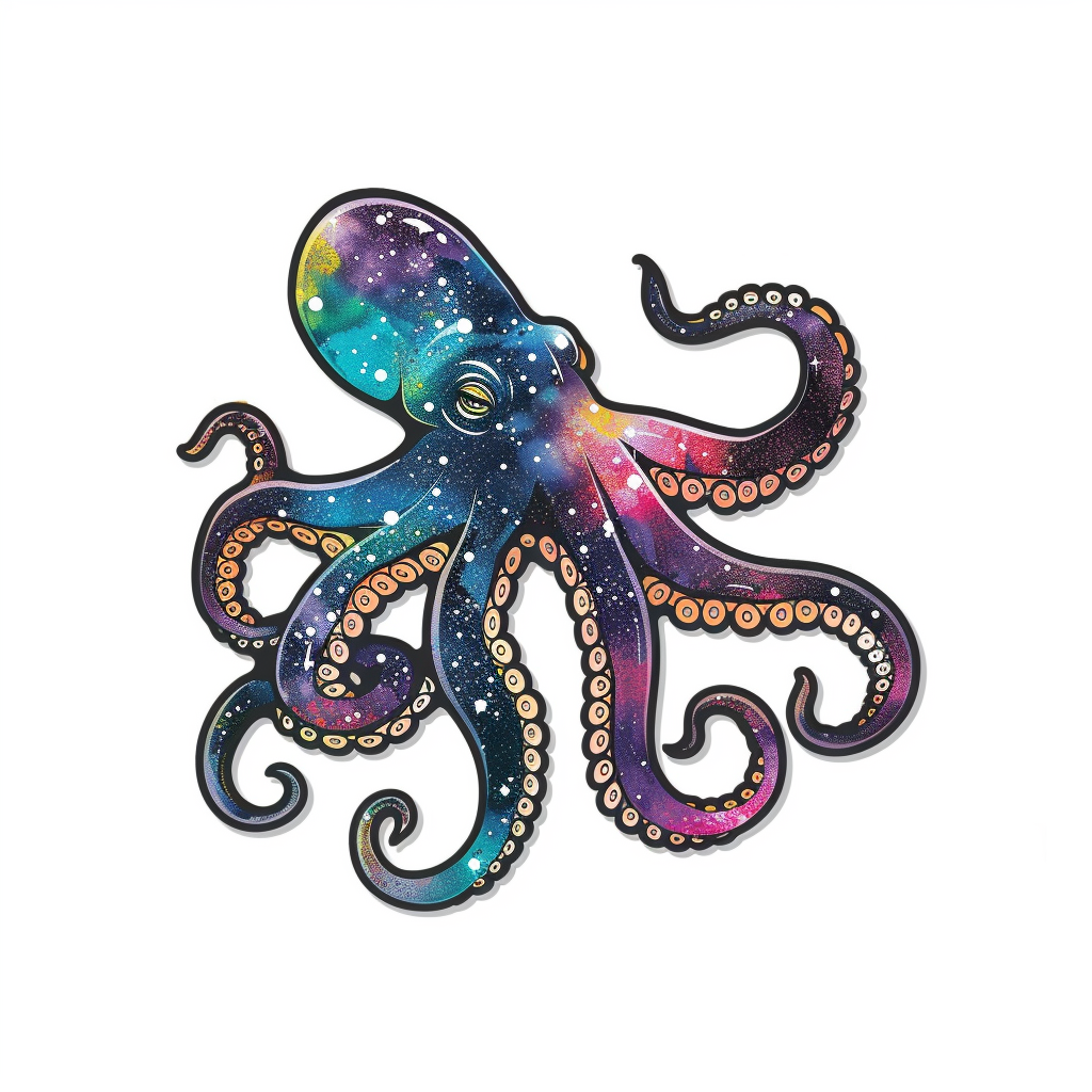 Sticker of a Octopus galaxy majestic Expressive surreal Vinyl Decal Sticker for Car, Laptop, Tumbler and more # F015675