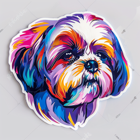 Adorable Shih Tzu Dog Expressive surreal Vinyl Decal Sticker for Car, Laptop, Tumbler and more # F018530