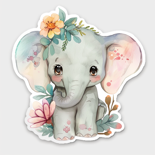 Elephant Expressive surreal Vinyl Decal Sticker for Car, Laptop, Tumbler and more # F022311-4" x 4"