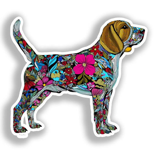 Beagle Dog Vinyl Decal Sticker for Car, Laptop, Tumbler and more # A018637-4" x 4"