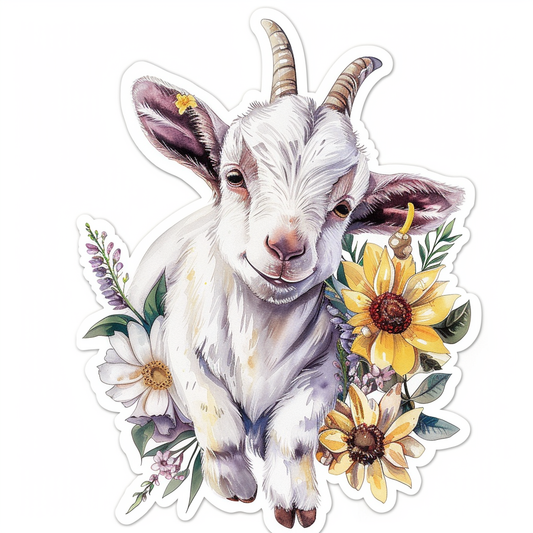 Goat majestic Expressive surreal Vinyl Decal Sticker for Car, Laptop, Tumbler and more # F020569-4" x 4"