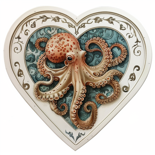 Sticker of a Octopus heartcore majestic Expressive surreal Vinyl Decal Sticker for Car, Laptop, Tumbler and more # F015758